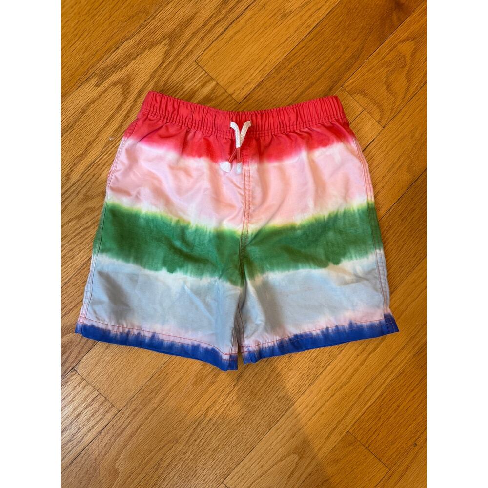 Mini Boden Boys Rainbow Ombre Swim Bathing Suit Shorts Size 6-7 - Vacation